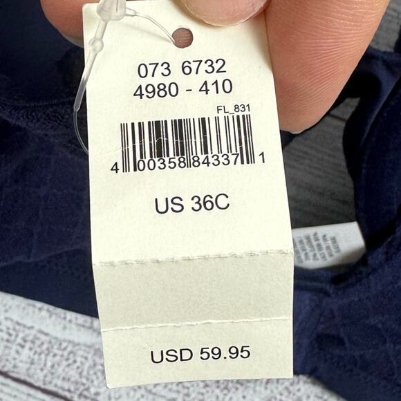 Aerie Real Power Dark Blue Plunge Push Up Slumber Party Lace Bra Size 36C - Picture 12 of 12